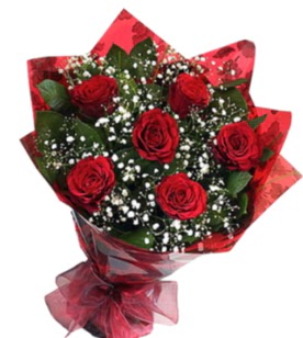 6 adet kırmızı gülden buket  Burdur yurtiçi ve yurtdışı çiçek siparişi 