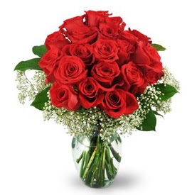 25 adet kırmızı gül cam vazoda  Burdur çiçek , çiçekçi , çiçekçilik 