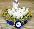 9 adet beyaz gül oyuncak  Burdur internetten çiçek siparişi 